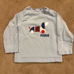 Jacadi Light Blue Long Sleeve Tee with Paris Graphic